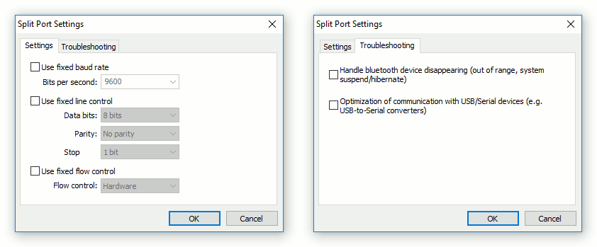 Split Port Settings